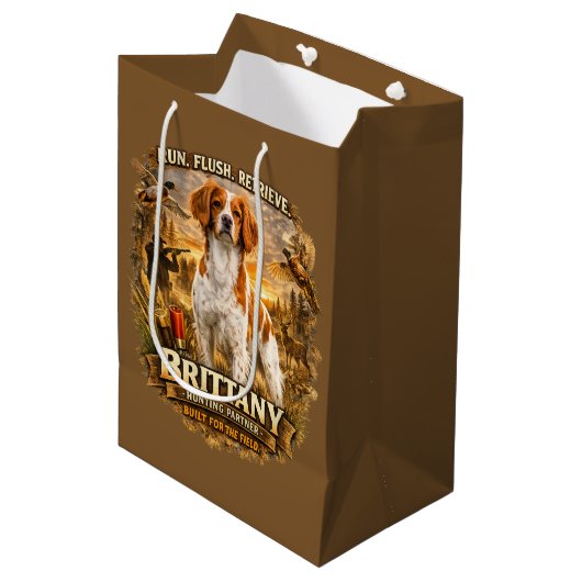 Brittany Spaniel Medium Cadeauzakje (Voorkant Gekanteld)