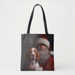 Brittany Spaniel met Kerstman Kerstmis Draagtas