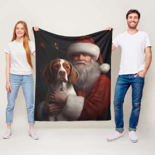 Brittany Spaniel met Kerstman Kerstmis Fleece Deken