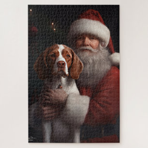 Brittany Spaniel met Kerstman Kerstmis Legpuzzel