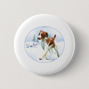 Brittany Spaniel Noel Ronde Button 5,7 Cm