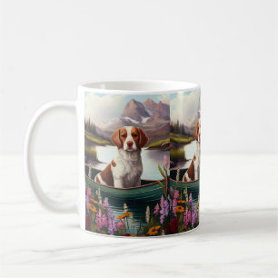 Brittany Spaniel op een peddel: Een landschappelij Koffiemok