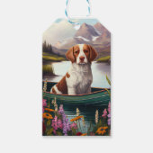 Brittany Spaniel op een peddel: Een Schilderachtig Cadeaulabel (Voorkant)