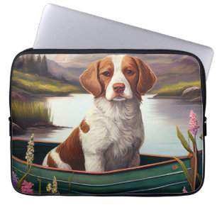 Brittany Spaniel op een peddel: Een Schilderachtig Laptop Sleeve