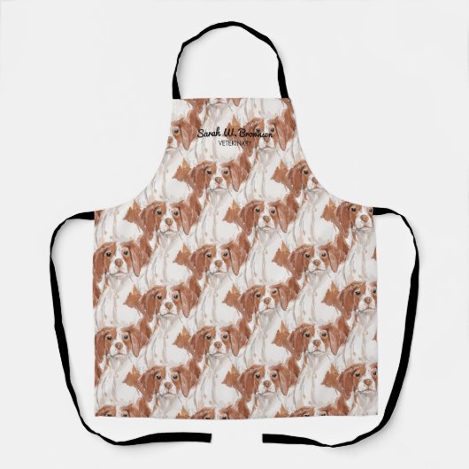 Brittany Spaniel Oranje and White Dog Pattern Schort (Voorkant)