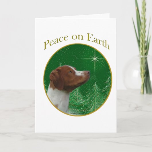 Brittany Spaniel Peace Feestdagen Kaart (Voorkant)