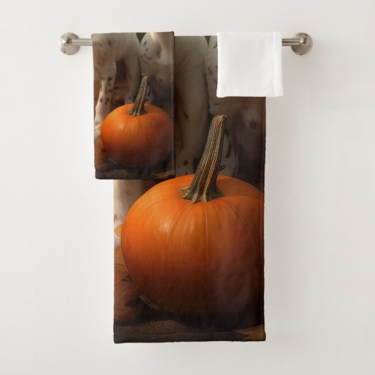 Brittany Spaniel Puppy Herfst Delight Pompoen Bad Handdoek (Insitu)