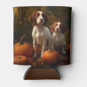 Brittany Spaniel Puppy Herfst Delight Pompoen Blikjeskoeler (Voorkant)