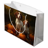 Brittany Spaniel Puppy Herfst Delight Pompoen Groot Cadeauzakje (Achterkant Gekanteld)