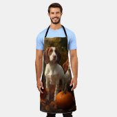 Brittany Spaniel Puppy Herfst Delight Pompoen Schort (Gedragen)