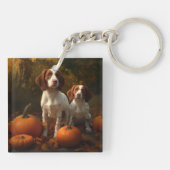 Brittany Spaniel Puppy Herfst Delight Pompoen Sleutelhanger (Achterkant)