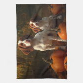 Brittany Spaniel Puppy Herfst Delight Pompoen Theedoek (Verticaal)