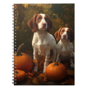 Brittany Spaniel Puppy Herfstvreugde Pompoen Notitieboek