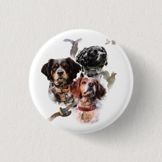 Brittany Spaniel Ronde Button 3,2 Cm (Voorkant)