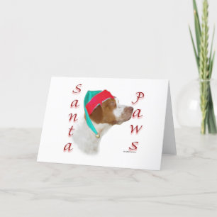 Brittany Spaniel Santa Paws Feestdagen Kaart