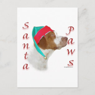 Brittany Spaniel Santa Paws Feestdagenkaart