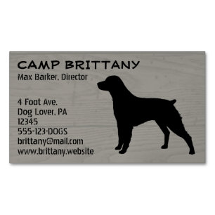 Brittany Spaniel Silhouette Hondenras Faux Wood Visitekaartje Magneet