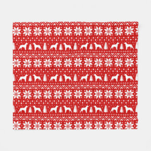 Brittany Spaniel Silhouetten Honden Kerst Patroon Fleece Deken