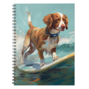 Brittany Spaniel Strand Surfen Schilderij Notitieboek