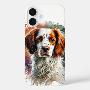 Brittany Spaniel Waterverf iPhone 16 Hoesje