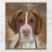 Brittany Spaniel Wijn Etiket (Enkel label)