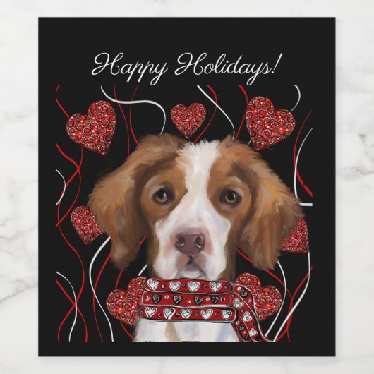 Brittany Spaniel Wijn Etiket (Enkel label)