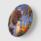 Brittany Spaniel with Christmas Lights Holiday  Ronde Klok (Hoek)