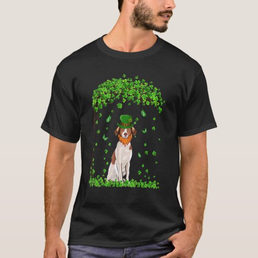 Brittany St Patricks Day Lover Irish Shamrock Dog  T-shirt (Voorkant)