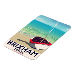 Brixham strand Devon vintage poster Magneet
