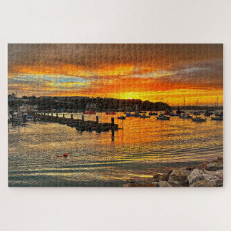 Brixham Twilight: vurige zonsondergang en rotsacht Legpuzzel