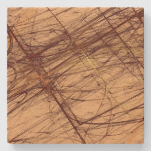 Brn n Tan Grunge Fractal Square Stone Onderzetter