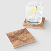 Brn n Tan Grunge Fractal Square Stone Onderzetter (Zijkant)