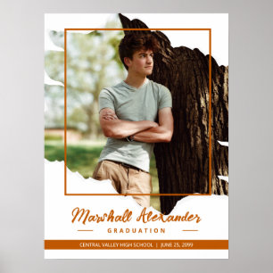 Brnt Oranje Edgy Abstract Torn Foto Afstuderen Poster