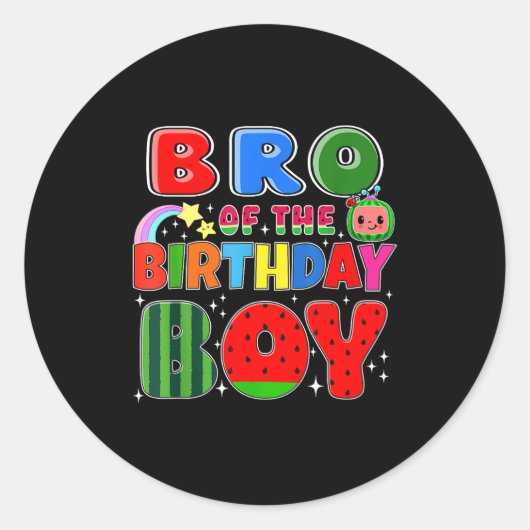 Bro Of The Birthday Boy Melon Family Matching Funn Ronde Sticker (Voorkant)