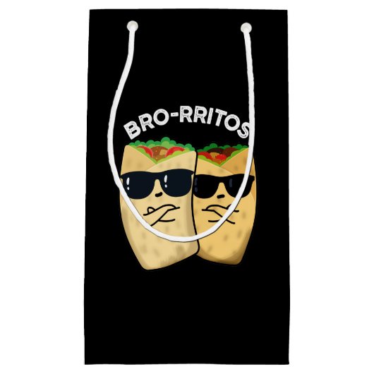 Bro-rritos Funny Burrito Pun Dark BG Klein Cadeauzakje (Voorkant)