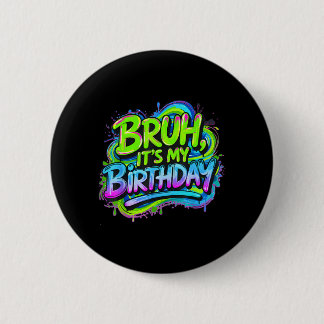 Bro Verjaardag Grappige Gamer Verjaardag Jongen Ti Ronde Button 5,7 Cm