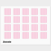 Broad Stripes - Wit en Anjerroze Vierkante Sticker (Vel)