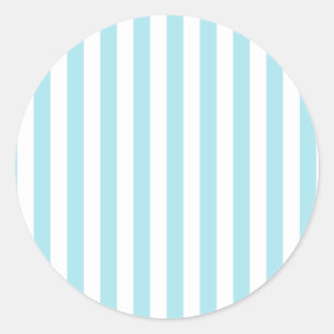 Broad Stripes - Wit en Blizzard Blauw Ronde Sticker