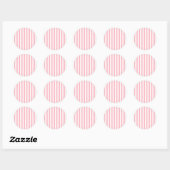 Broad Stripes - Wit en Lichtroze Ronde Sticker (Vel)