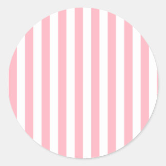 Broad Stripes - Wit en Lichtroze Ronde Sticker
