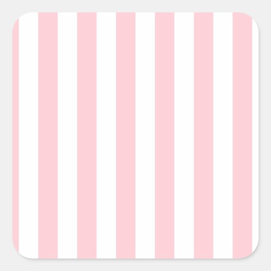 Broad Stripes - Wit en Roze Vierkante Sticker (Voorkant)