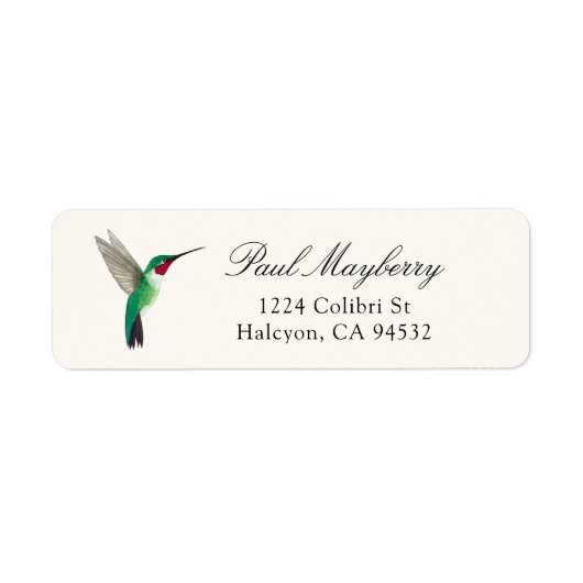 Broad-tailed Hummingbird Return Address Label (Voorkant)