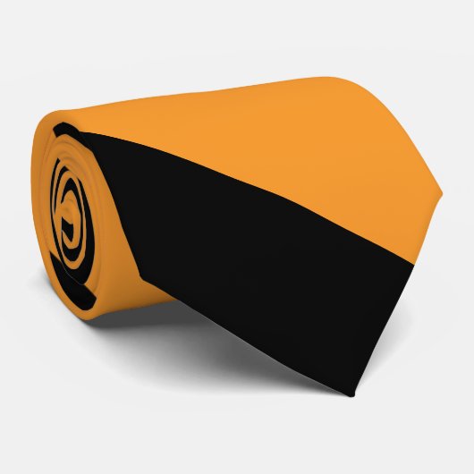 Broad University Stripe Black and Oranje II Stropdas (Opgerold)