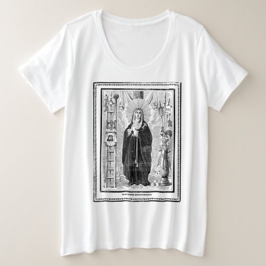 Broadsheet with the Virgin of Sorrows Grote Maat T-shirt (Design voorkant)