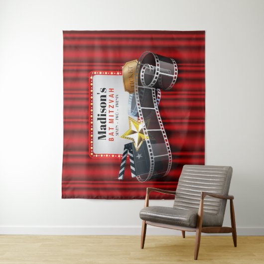 BROADWAY MARQUEE Bat Mitzvah Photo Booth Backdrop Wandkleed (In situ)