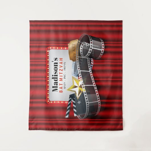 BROADWAY MARQUEE Bat Mitzvah Photo Booth Backdrop Wandkleed (Voorkant)