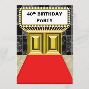 Broadway Marquee Red Carpet 40 th Birthday Party Kaart