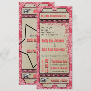 Broadway Playbill Ticket Trouwt Raspberry Roze Kaart