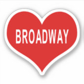 BROADWAY Red Love Heart Vinyl Sticker (Devant)