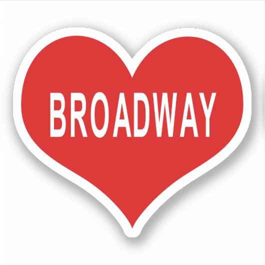 BROADWAY Red Love Heart Vinyl Sticker (Devant)